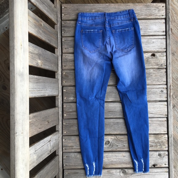 Fashion Nova Distressed Raw Hem Skinny Jeans - Picture 6 of 8